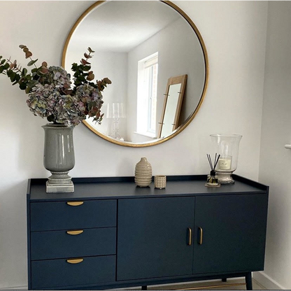 Higgins - Miroir Mural Rond Moderne en Métal Doré 100cm x 100cm