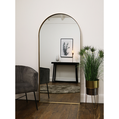 Arcus - Miroir Métallique Arqué Grand Format Doré 170cm x 80cm