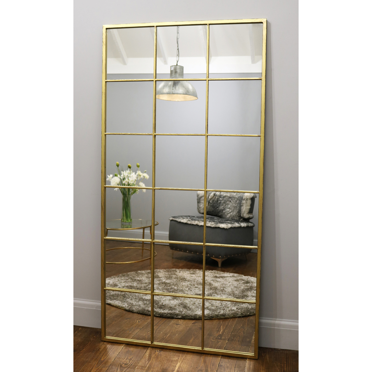 Brooklyn - Miroir Métallique Doré Grand Format Pleine Longueur 180cm x 90cm