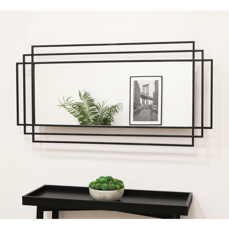 Amalfi - Grand miroir rectangulaire métal noir 140 cm x 70 cm