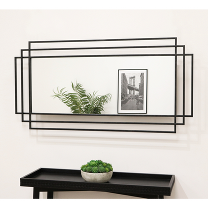 Amalfi - Grand miroir rectangulaire métal noir 140 cm x 70 cm
