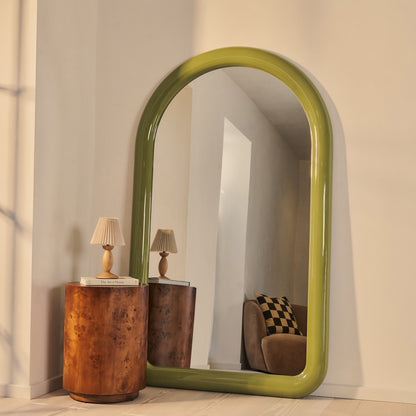 Obsidienne - Miroir Extra Large Arqué Olive Brillant Pleine Longueur 200cm x 120cm
