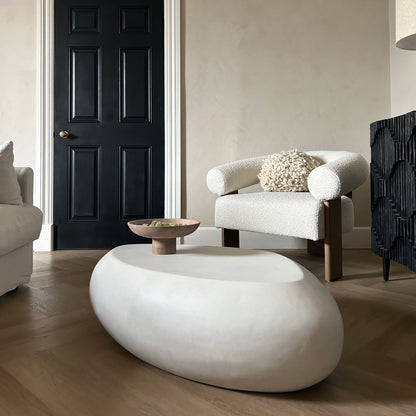 Zola - Table Basse Minimaliste en Béton Galet Extra Large