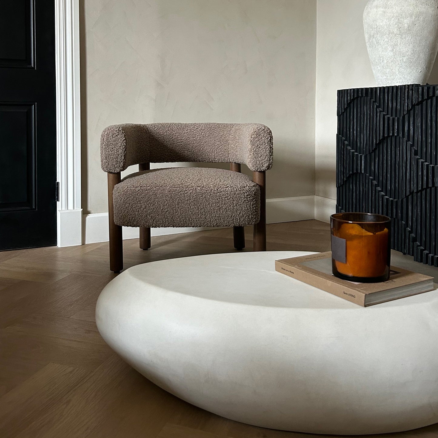 Zola - Table Basse Minimaliste en Béton Galet Extra Large