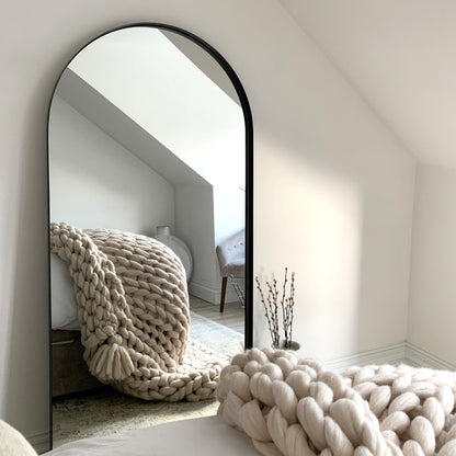Arcus - Miroir Métallique Noir Grand Arqué Pleine Longueur 170cm x 80cm