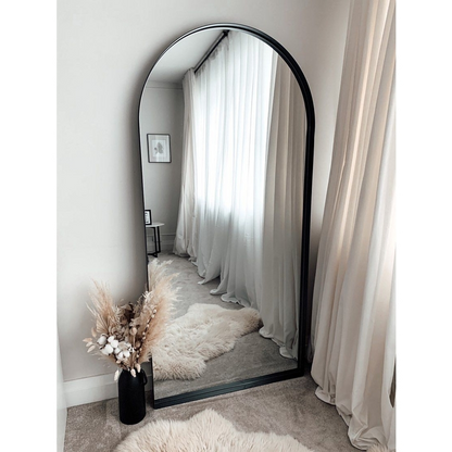 Arcus - Miroir Métallique Noir Grand Arqué Pleine Longueur 170cm x 80cm