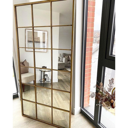 Brooklyn - Miroir Métallique Doré Grand Format Pleine Longueur 180cm x 90cm