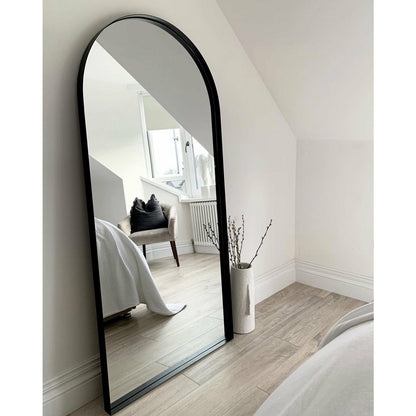 Arcus - Miroir Métallique Noir Grand Arqué Pleine Longueur 170cm x 80cm