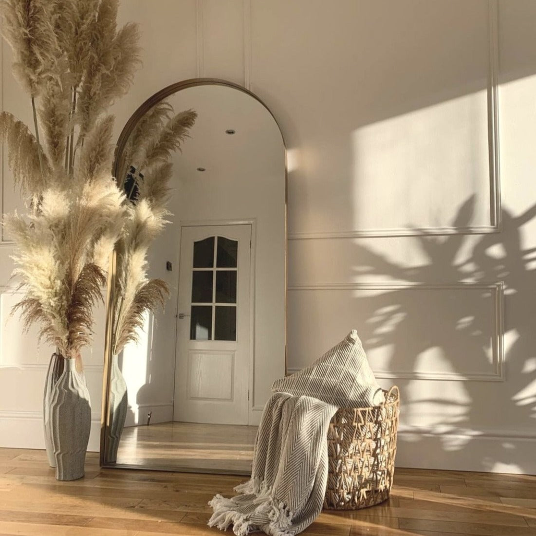Arcus - Miroir Métallique Arqué Grand Format Doré 170cm x 80cm