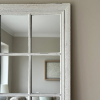 Sasha - Miroir de fenêtre shabby chic blanc pleine longueur 180 cm x 100 cm