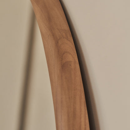 Amora - Grand miroir mural rond en bois chaud 100 cm x 100 cm