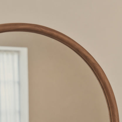 Amora - Grand miroir mural rond en bois chaud 100 cm x 100 cm